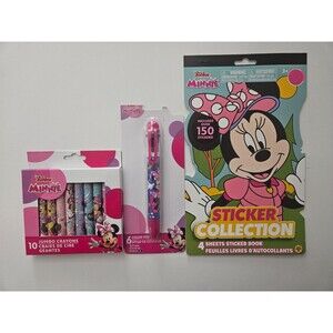 Minnie Mouse Kids Toys Gift Bucket - Kids Gift Basket - Stickers, Crayons, Pen